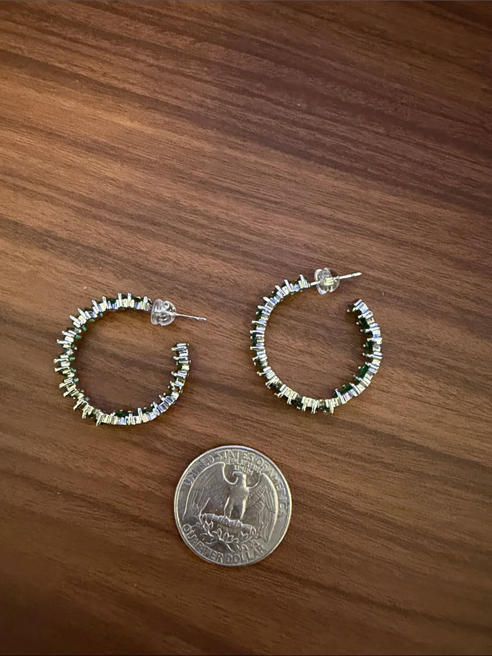Green Crystal Hoop Earrings - Elegant Women's Jewelry